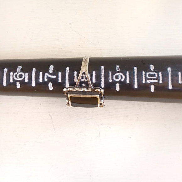 925 Sterling Silver VTG Black Stone Ring - Picture 7 of 12